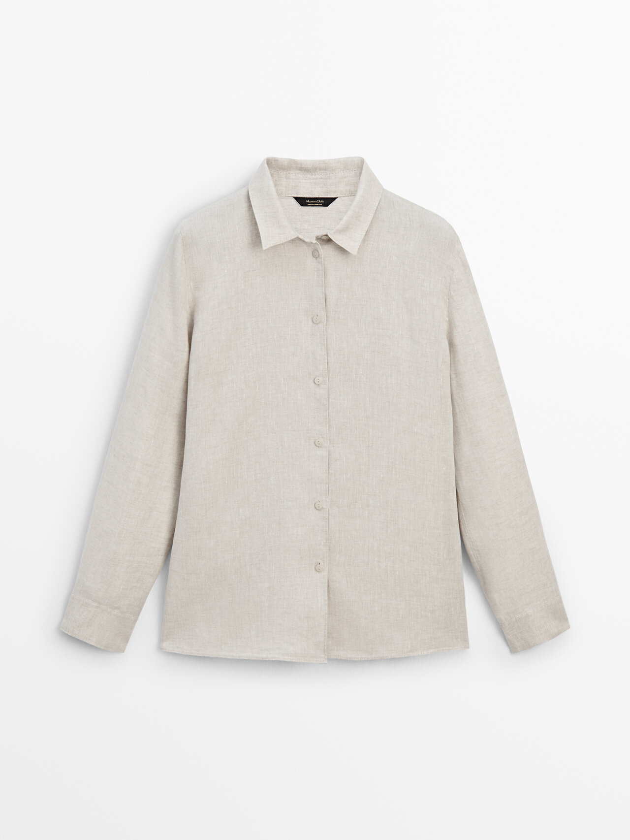 Massimo Dutti Melange 100% Linen Shirt In Stone