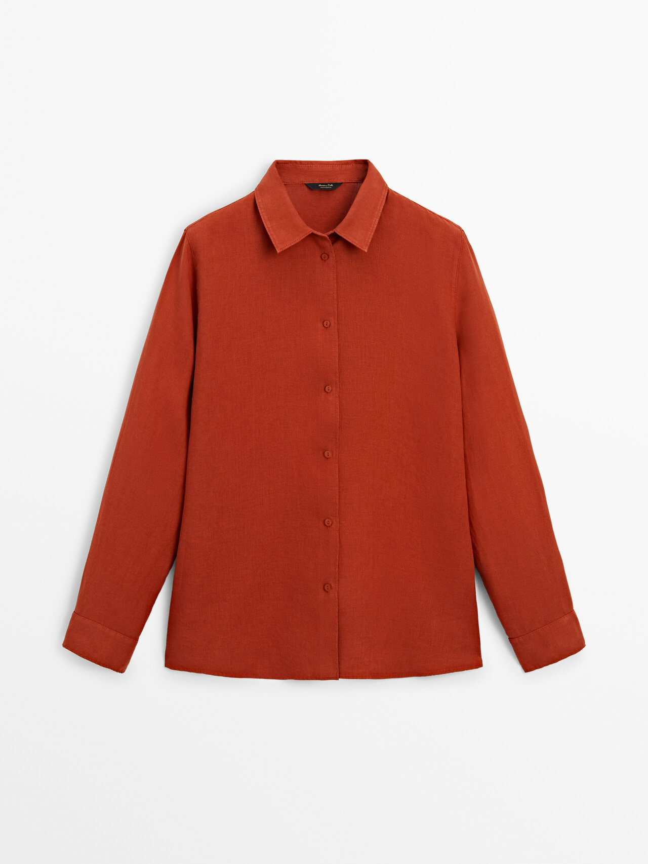 Massimo Dutti 100% Linen Shirt In Burnt Orange