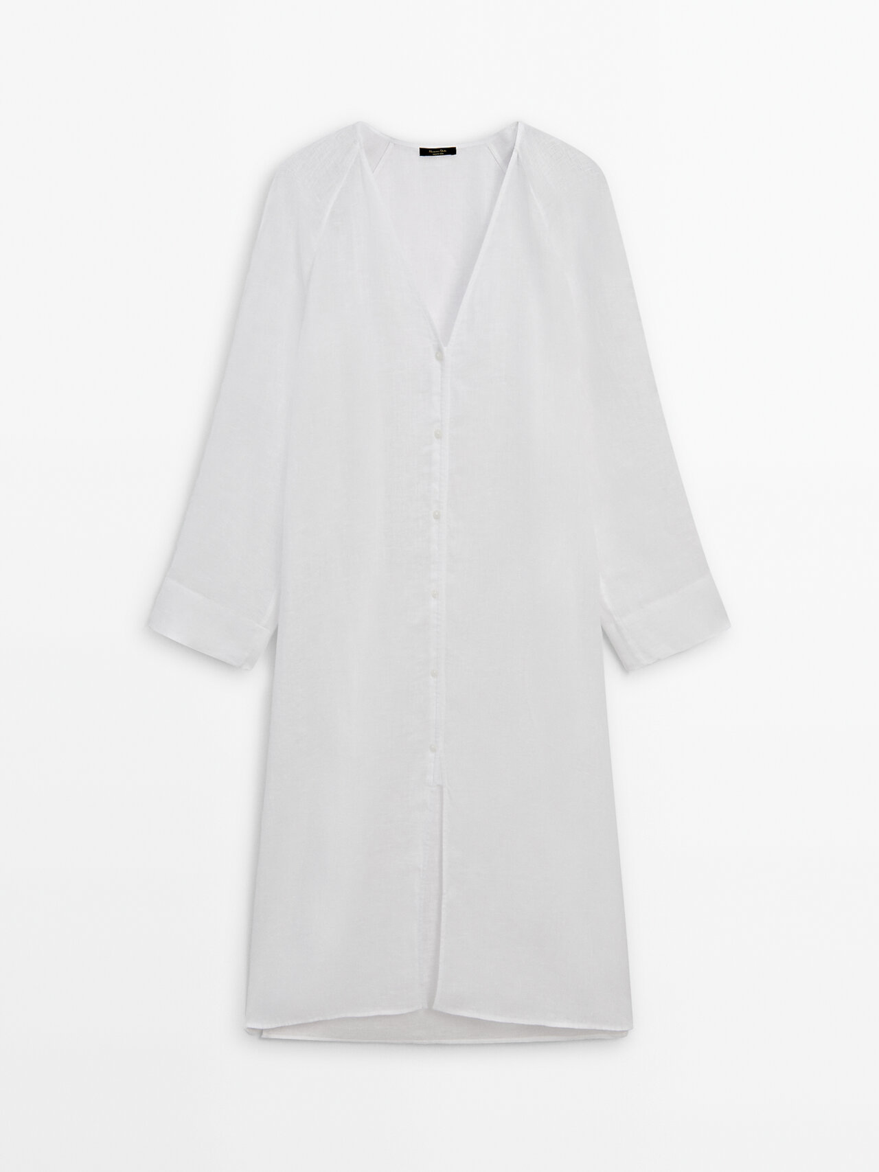 Shop Massimo Dutti 100% Linen Maxi Oversize Blouse In White