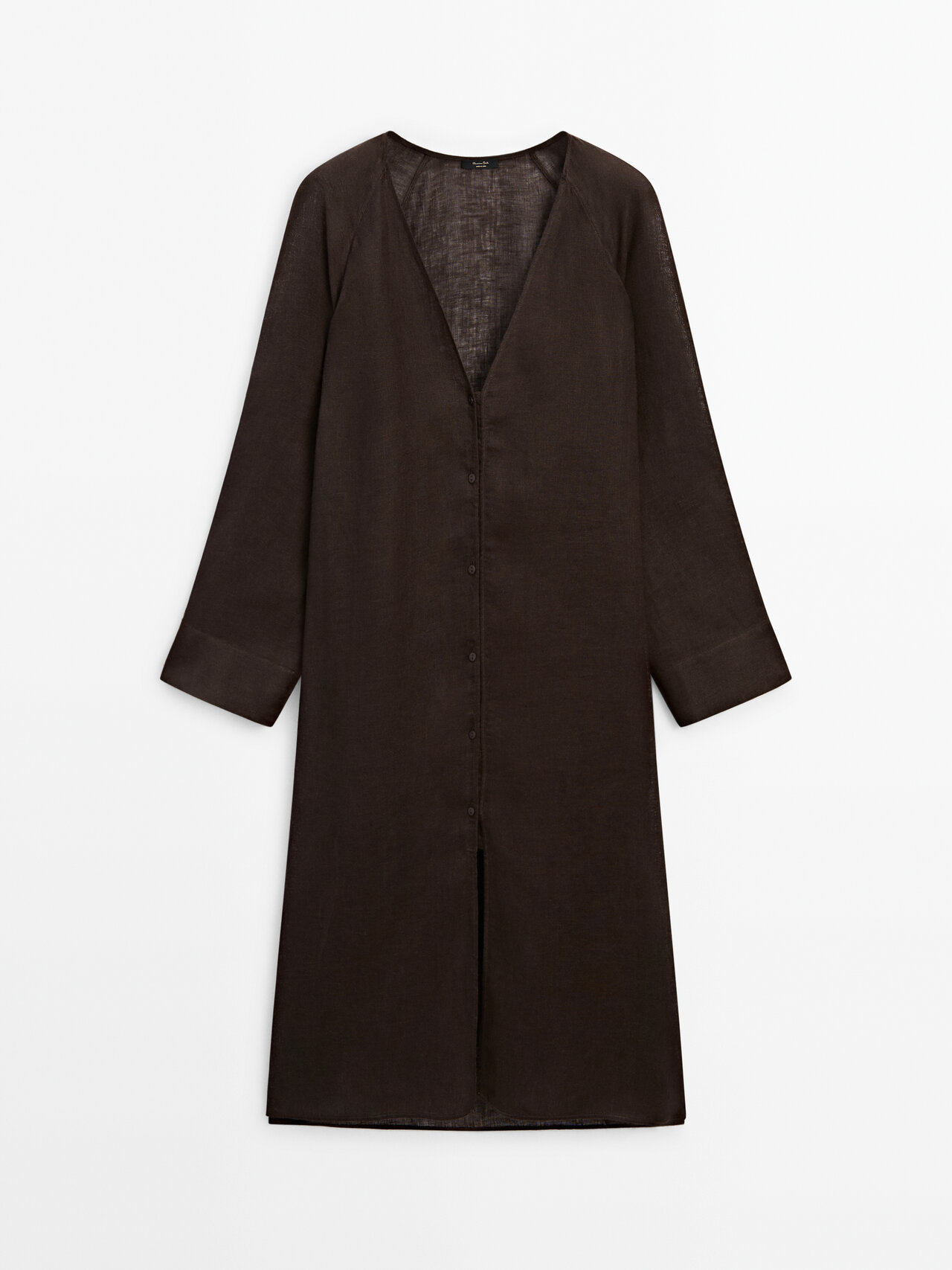 Massimo Dutti 100% Linen Maxi Oversize Blouse In Washed