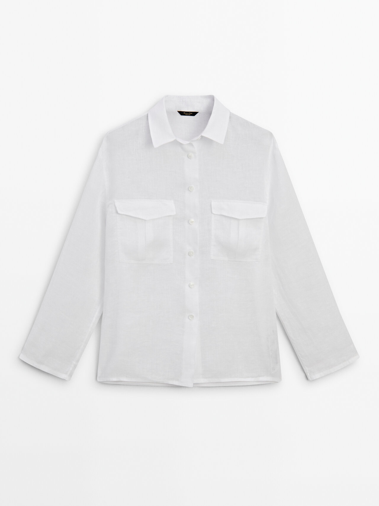 Massimo Dutti Hemd Aus Reinem Leinen Mit Tasche In White