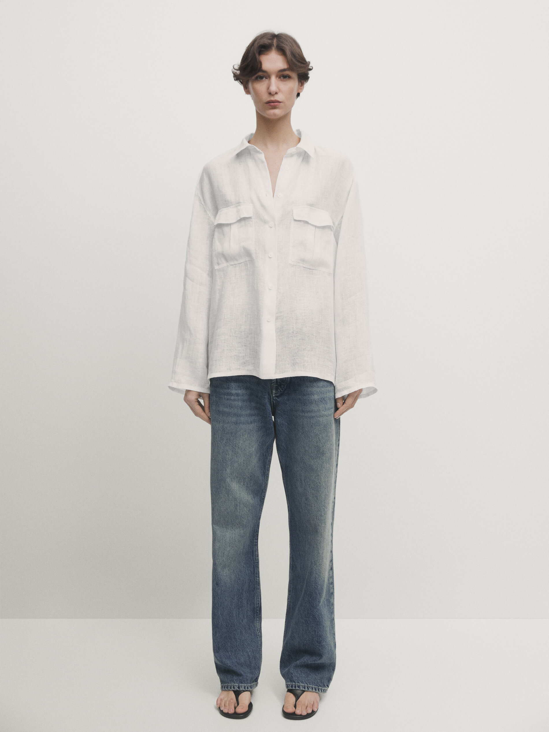 Haut Femme Massimo Dutti En Lin Vert, Taille L - Neuf Sans étiquettes