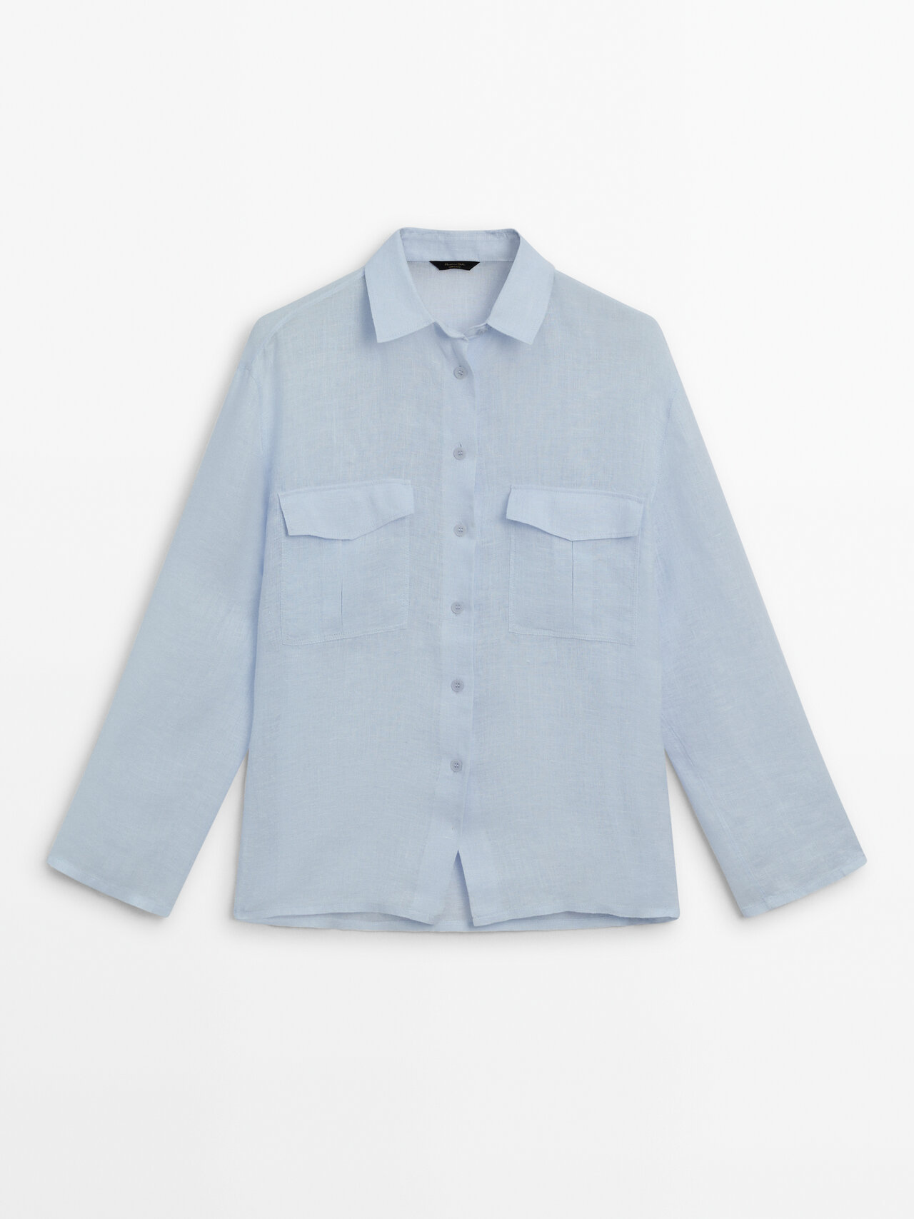 Massimo Dutti Hemd Aus Reinem Leinen Mit Tasche In Sky Blue