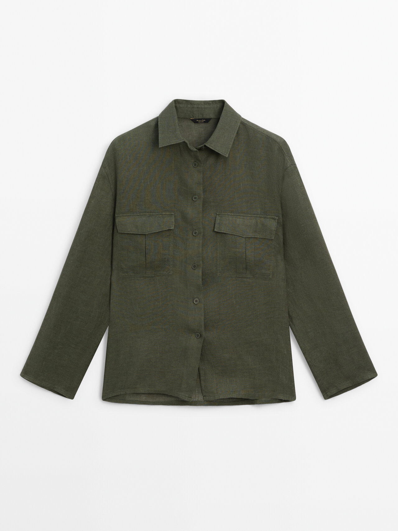 Massimo Dutti Hemd Aus Reinem Leinen Mit Tasche In Dark Green