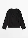 Long sleeve blouse with draped detail · Black · Shirts