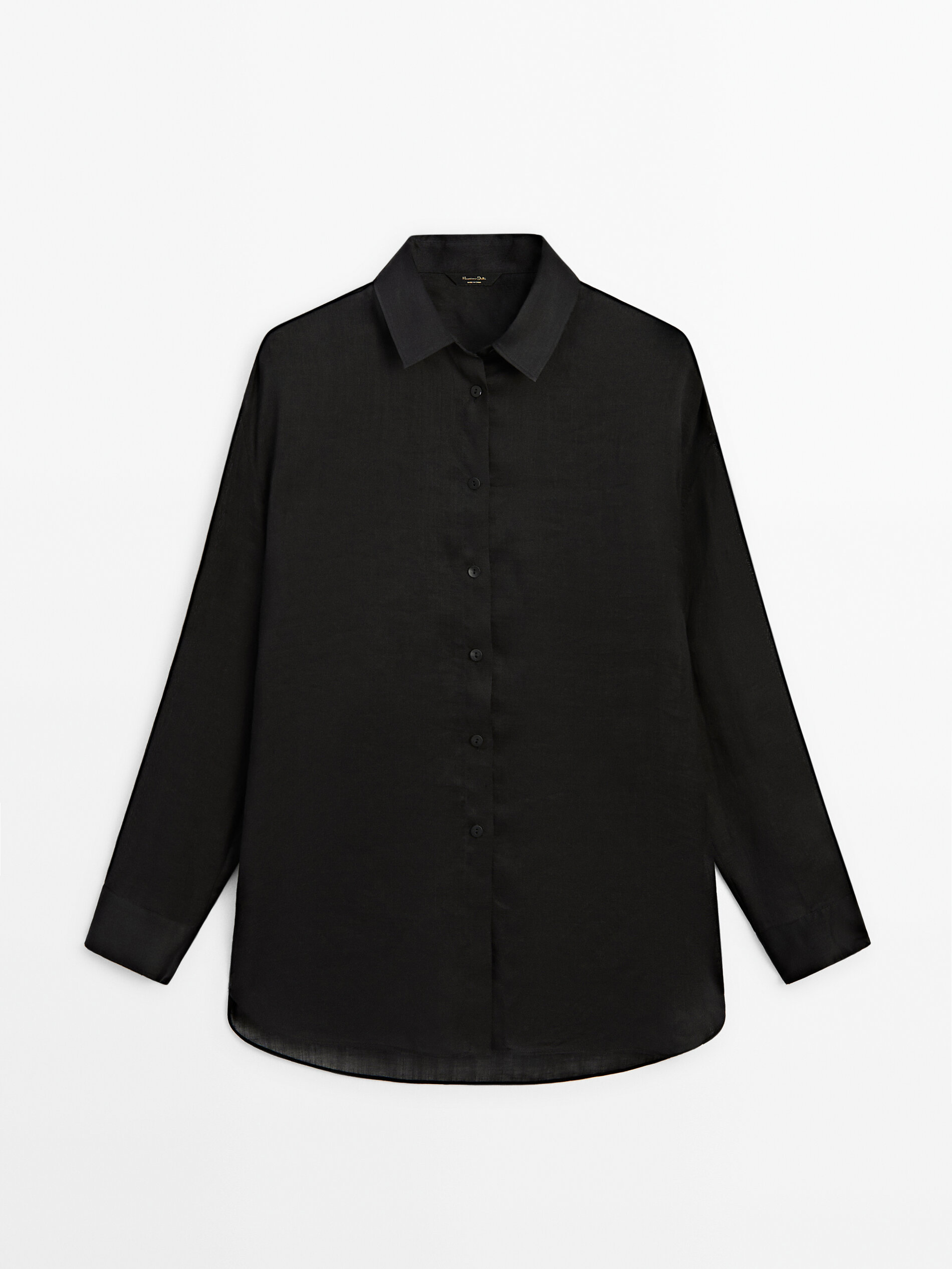 100% ramie shirt · Black · Shirts | Massimo Dutti