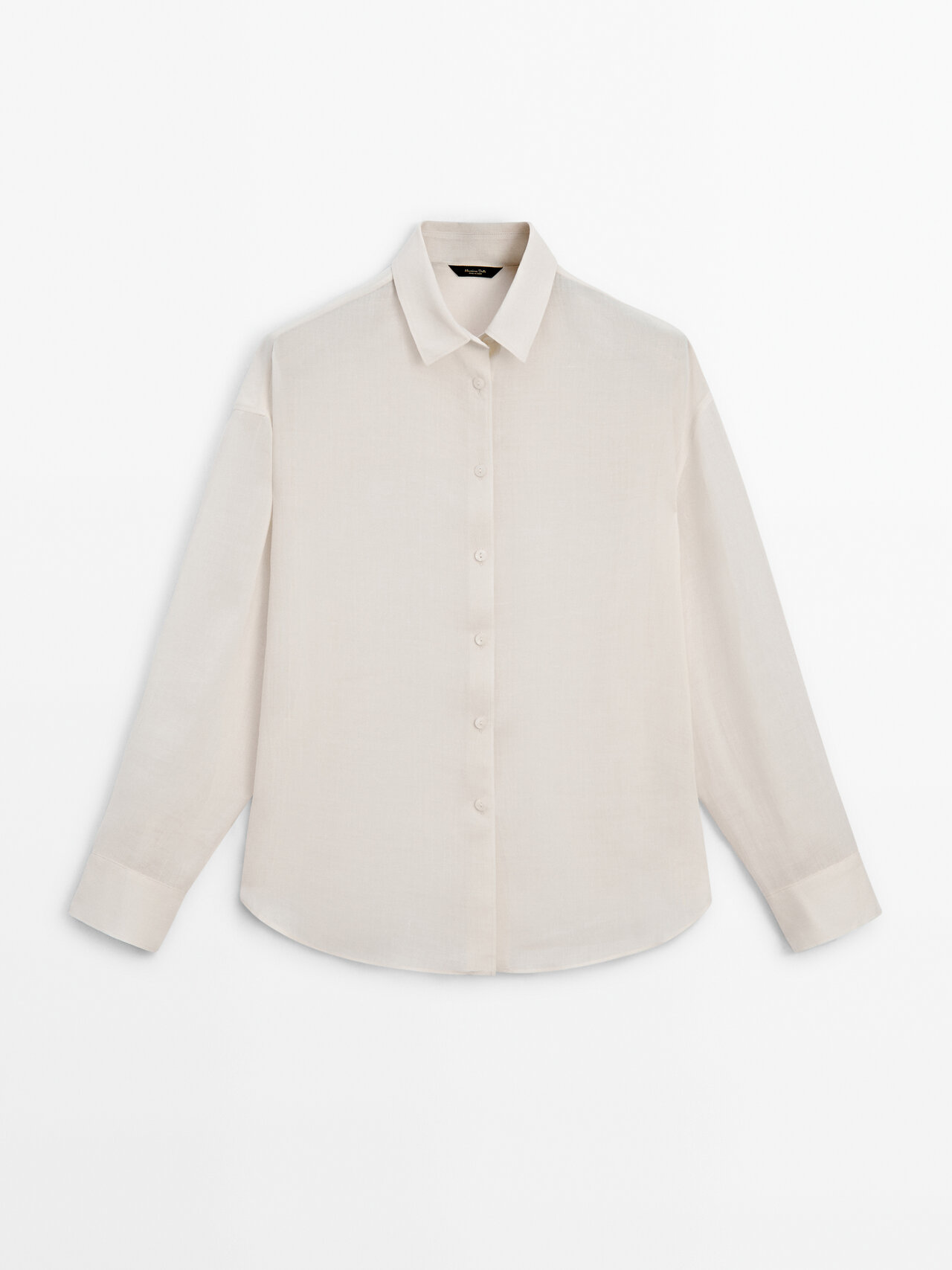Shop Massimo Dutti Ramie Blend Plain Shirt In Cream