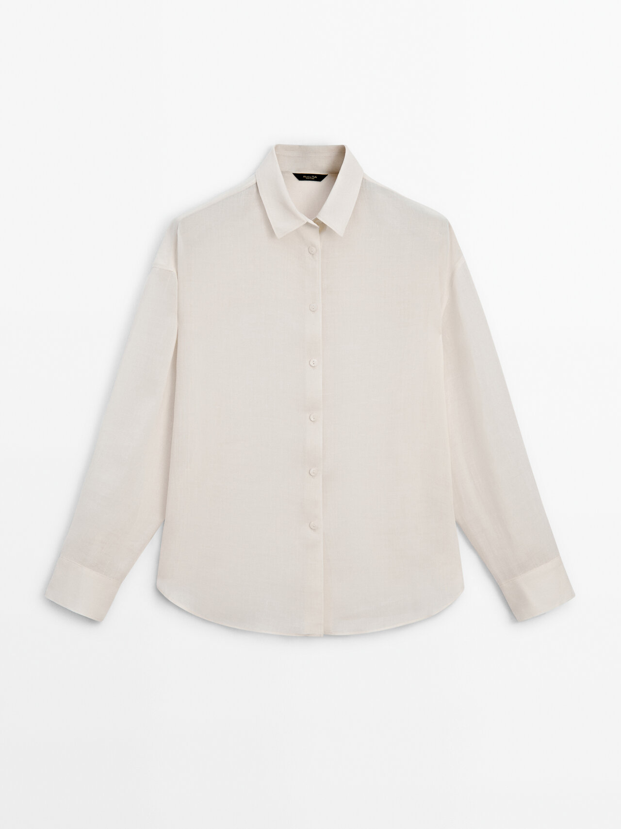 Massimo Dutti Ramie Blend Plain Shirt In Cream