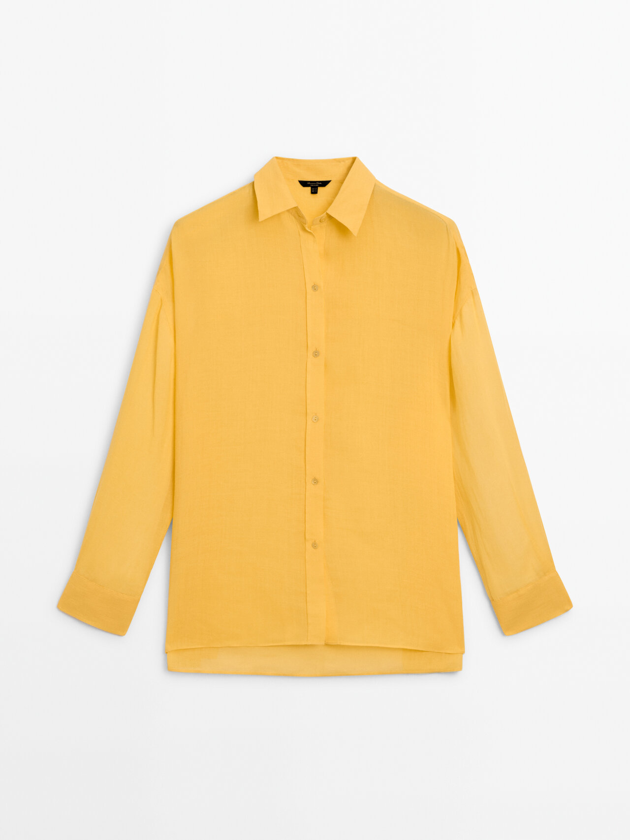 Massimo Dutti Oversize-hemd Aus Reinem Ramie In Gelb
