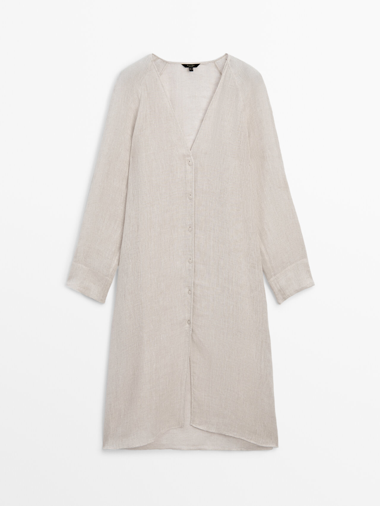 Massimo Dutti 100% Linen Maxi Oversize Blouse In Beige