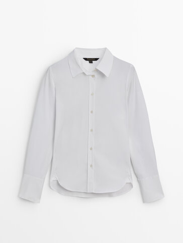 Stretch poplin shirt · White · Shirts | Massimo Dutti