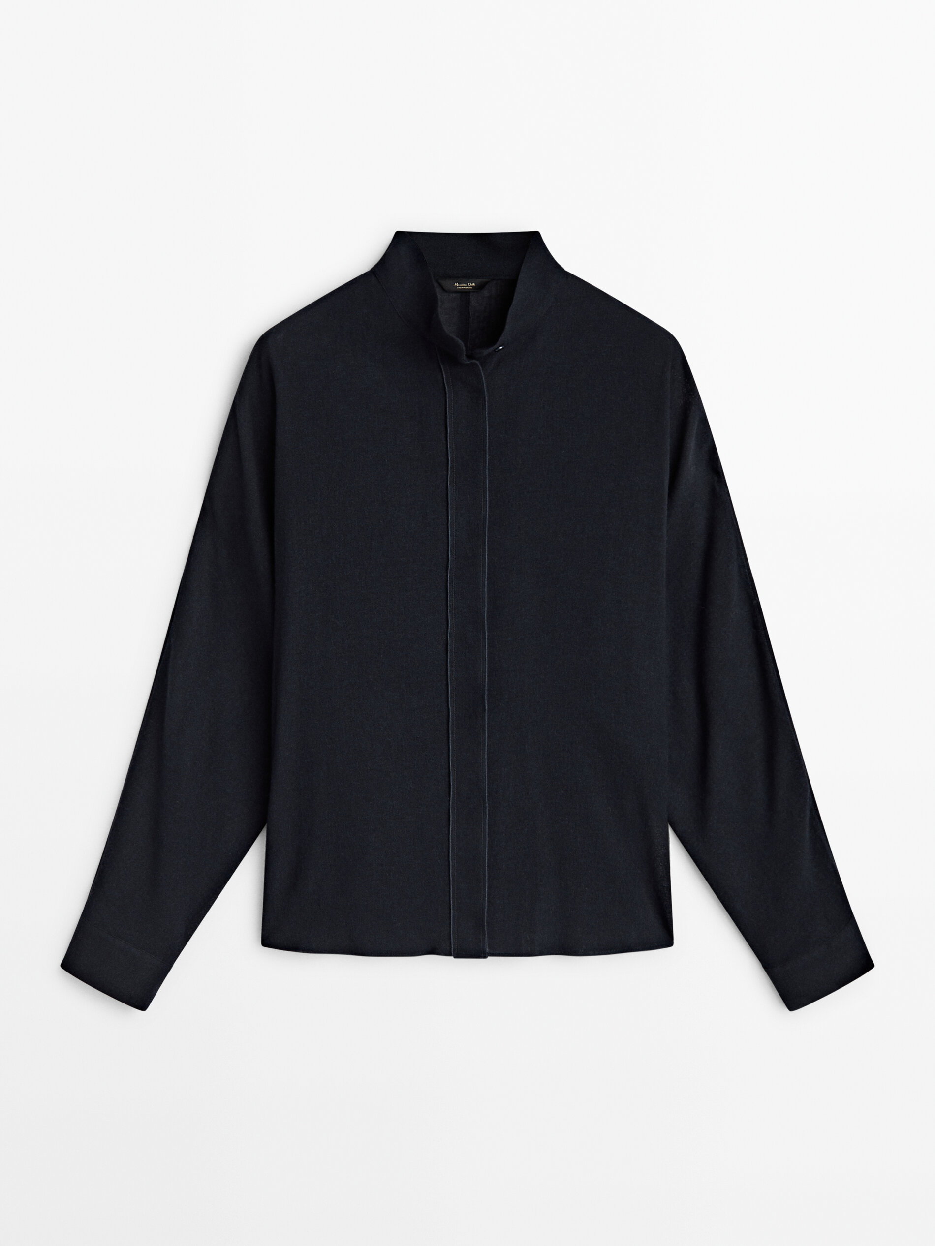 Navy blue high neck shirt · Navy Blue · Shirts | Massimo Dutti