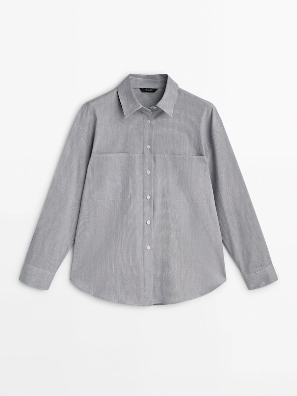 Striped shirt with hidden pockets · White · Shirts | Massimo Dutti