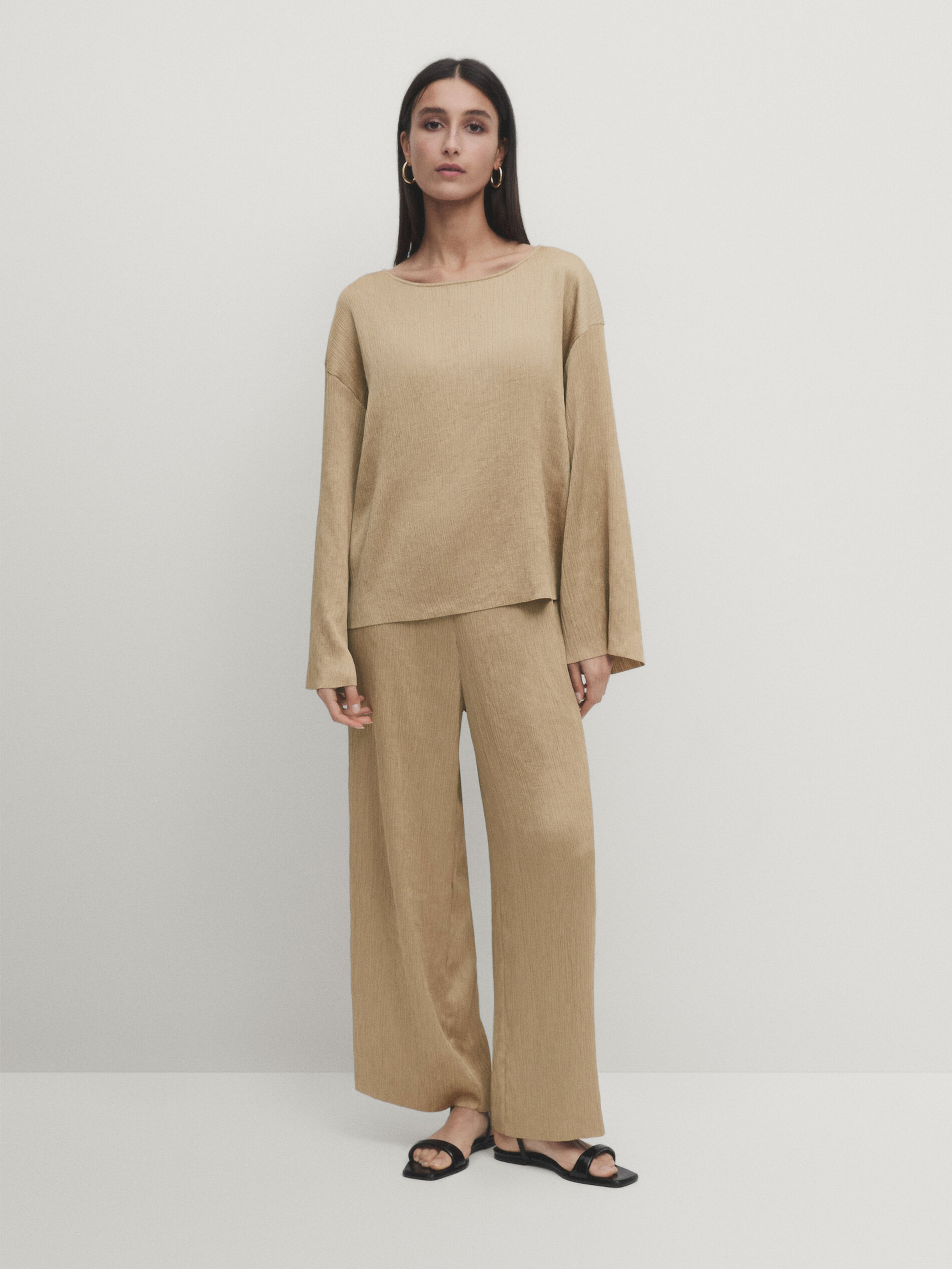 boat neck long blouse