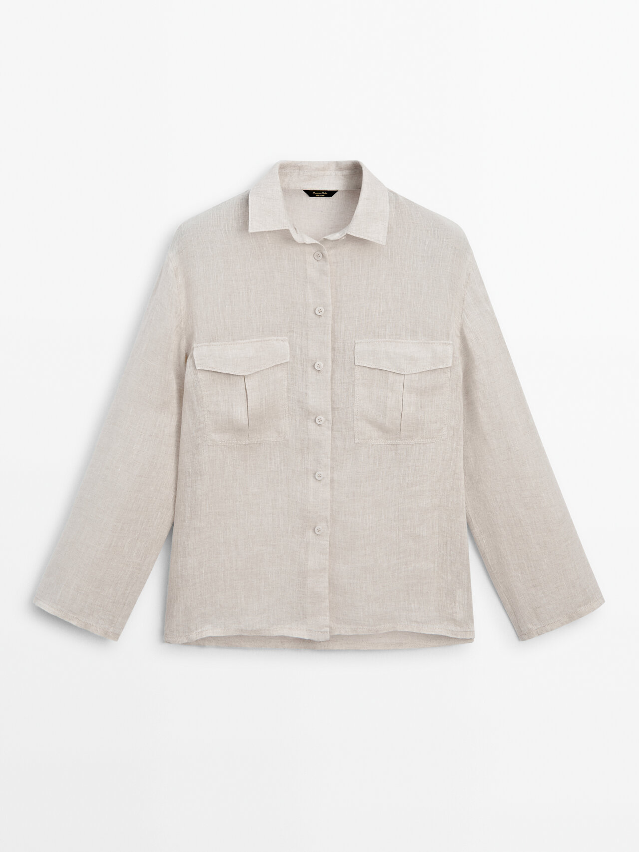 Shop Massimo Dutti 100% Linen Shirt With Pockets In Beige