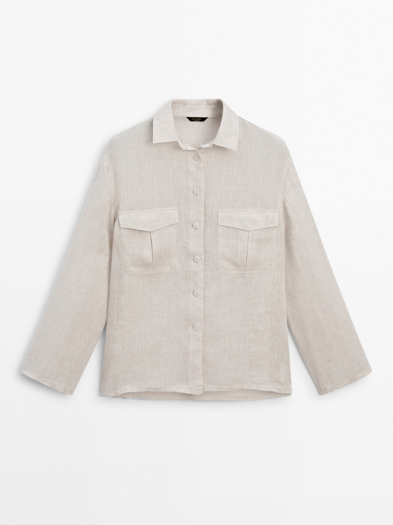 Massimo Dutti Hemd Aus Reinem Leinen Mit Tasche In Beige