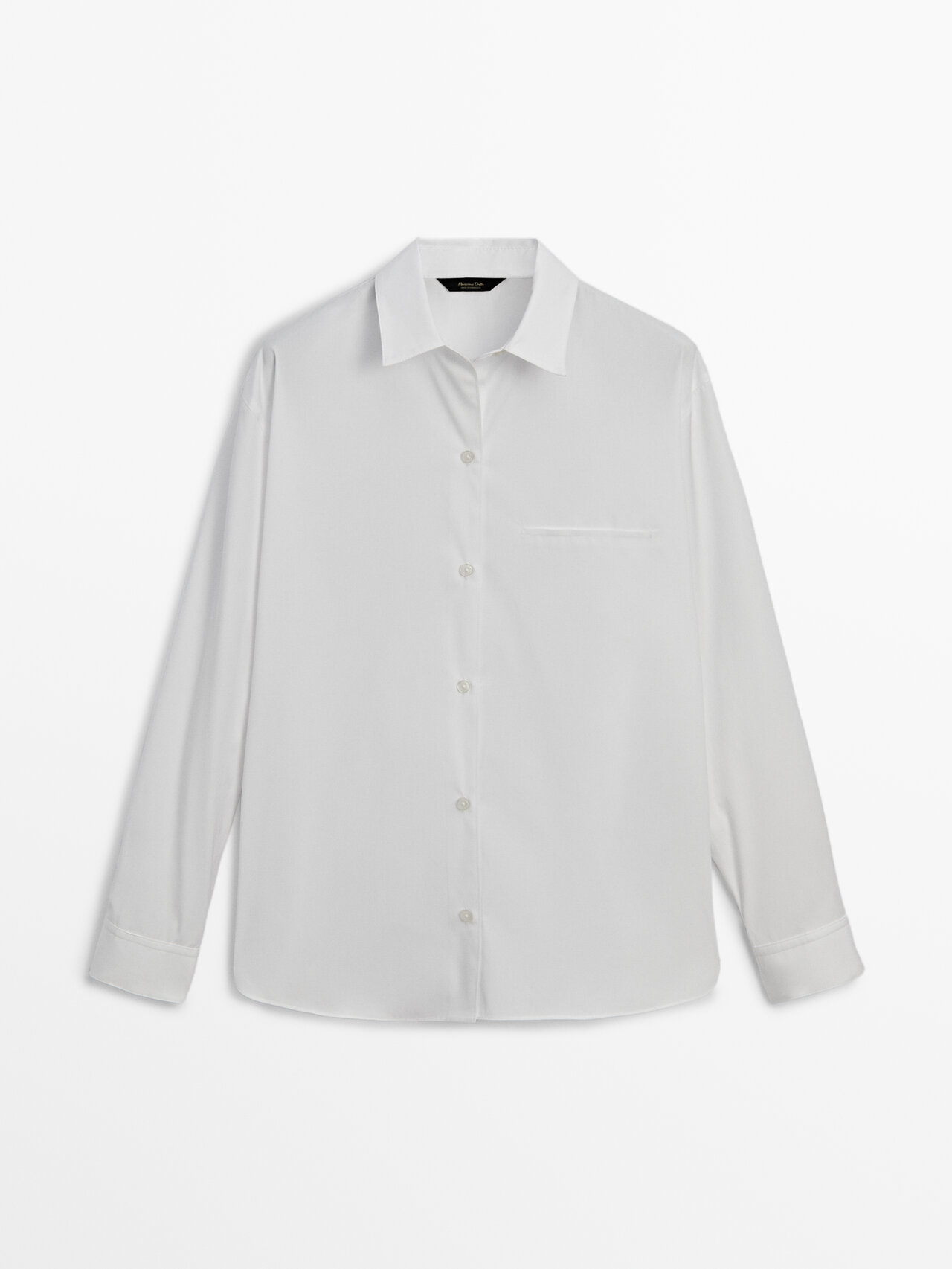 Shop Massimo Dutti 100% Cotton Poplin Shirt With Pocket In White