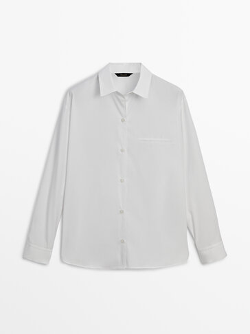 100% cotton poplin shirt with pocket