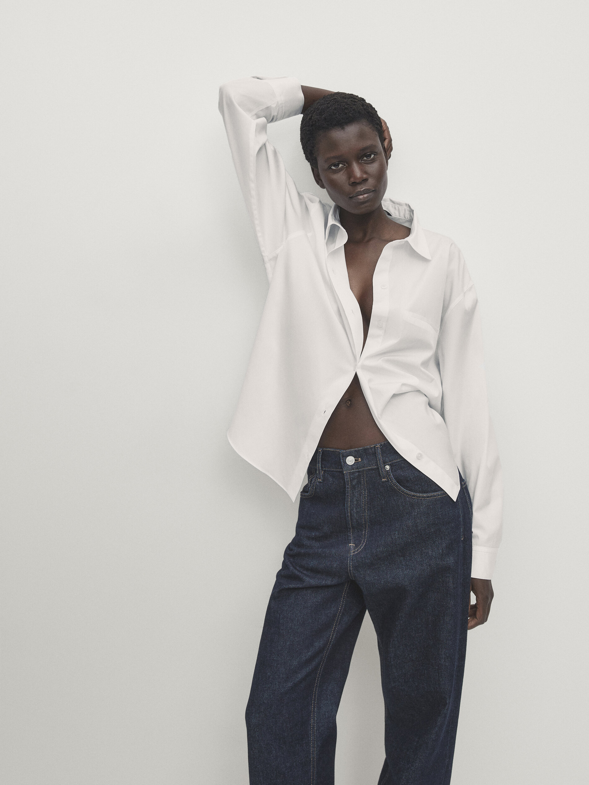 100% cotton poplin shirt with pocket · White · Shirts | Massimo Dutti