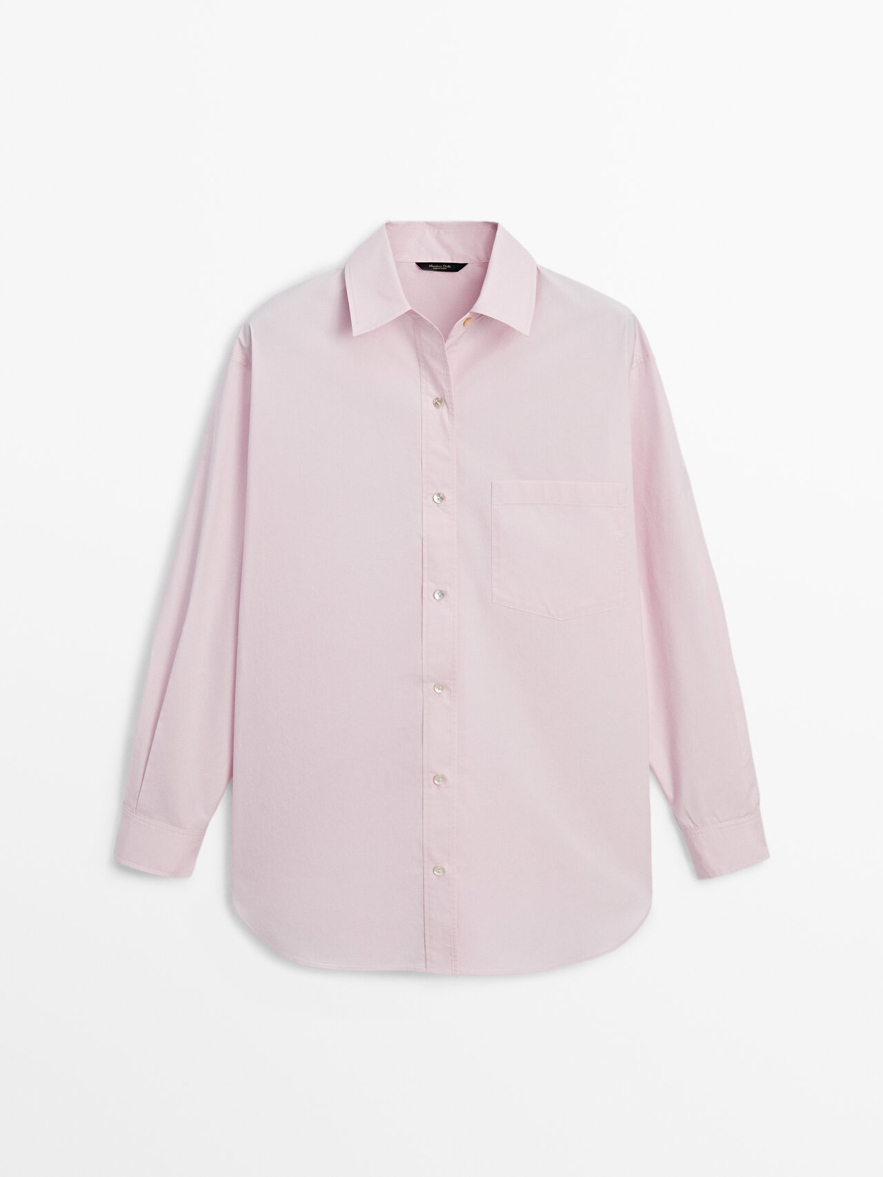 Shop Massimo Dutti 100% Cotton Poplin Shirt With Pocket In Pink