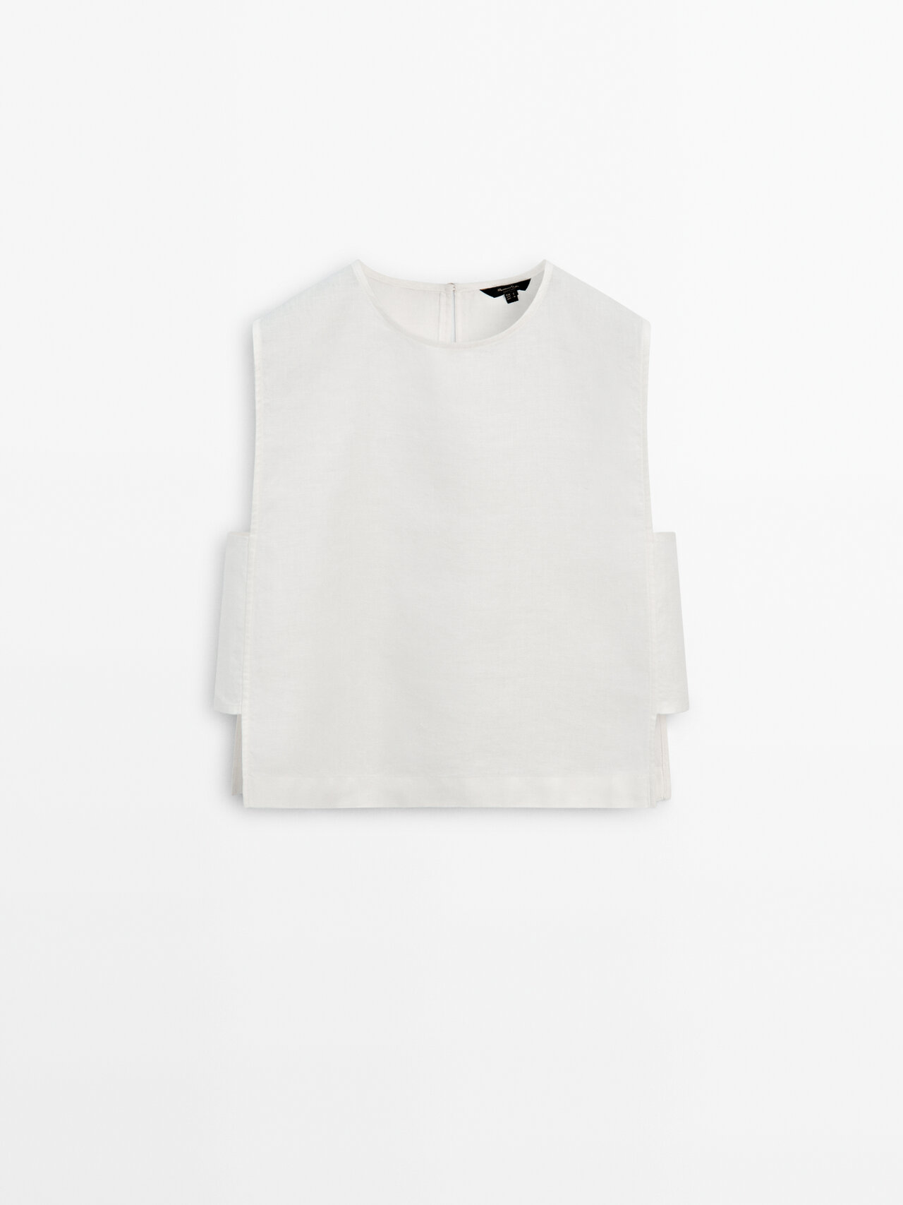 Shop Massimo Dutti 100% Linen Top With Side Detail In Cream