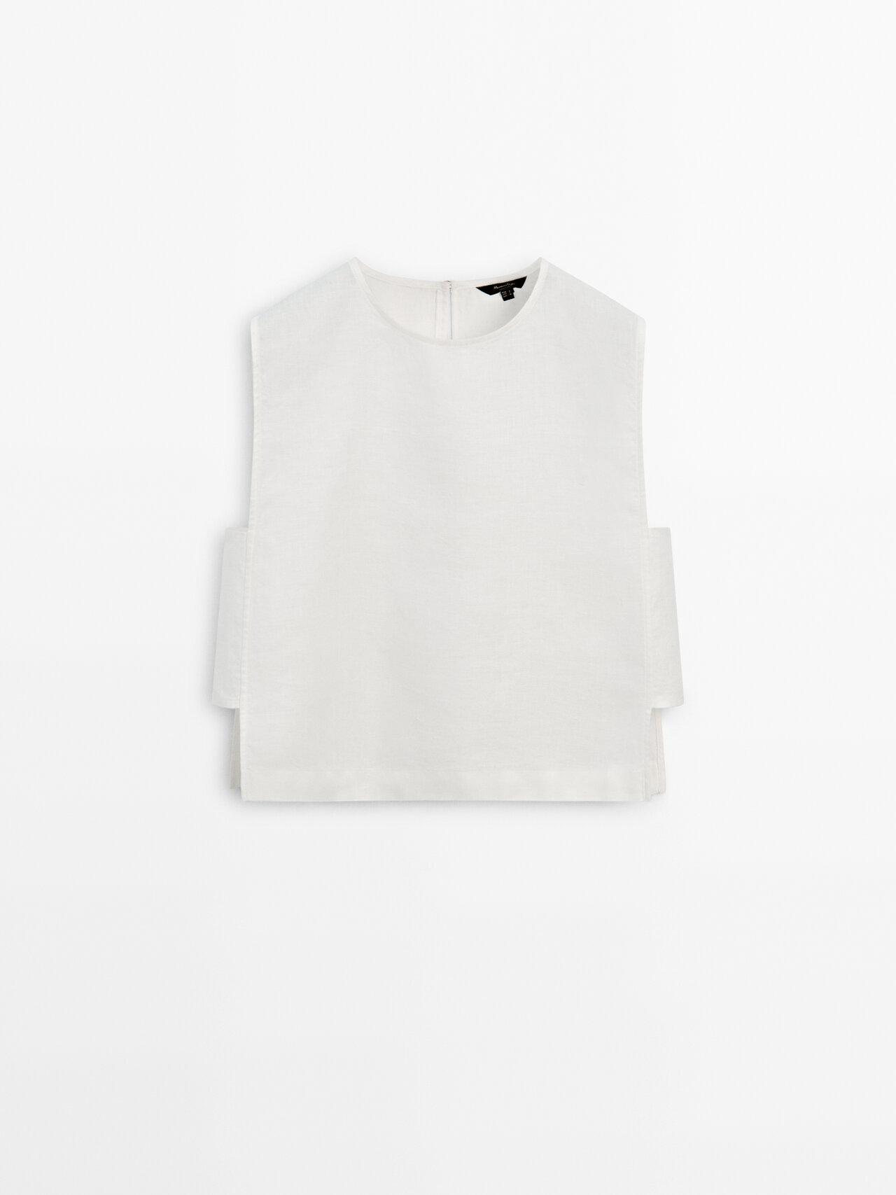 Massimo Dutti 100% Linen Top With Side Detail In Cream