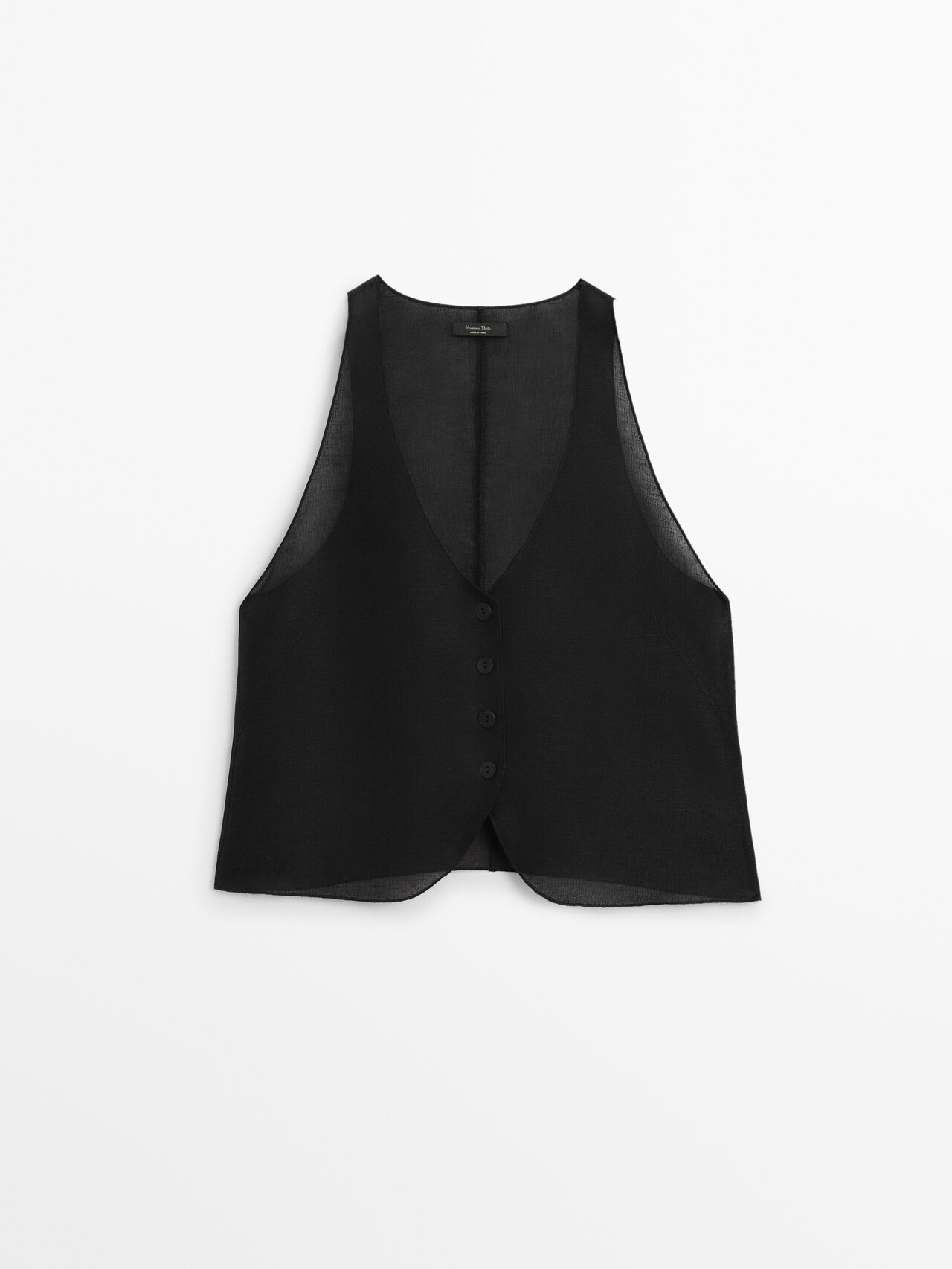 Shop Massimo Dutti Linen Blend Waistcoat In Black