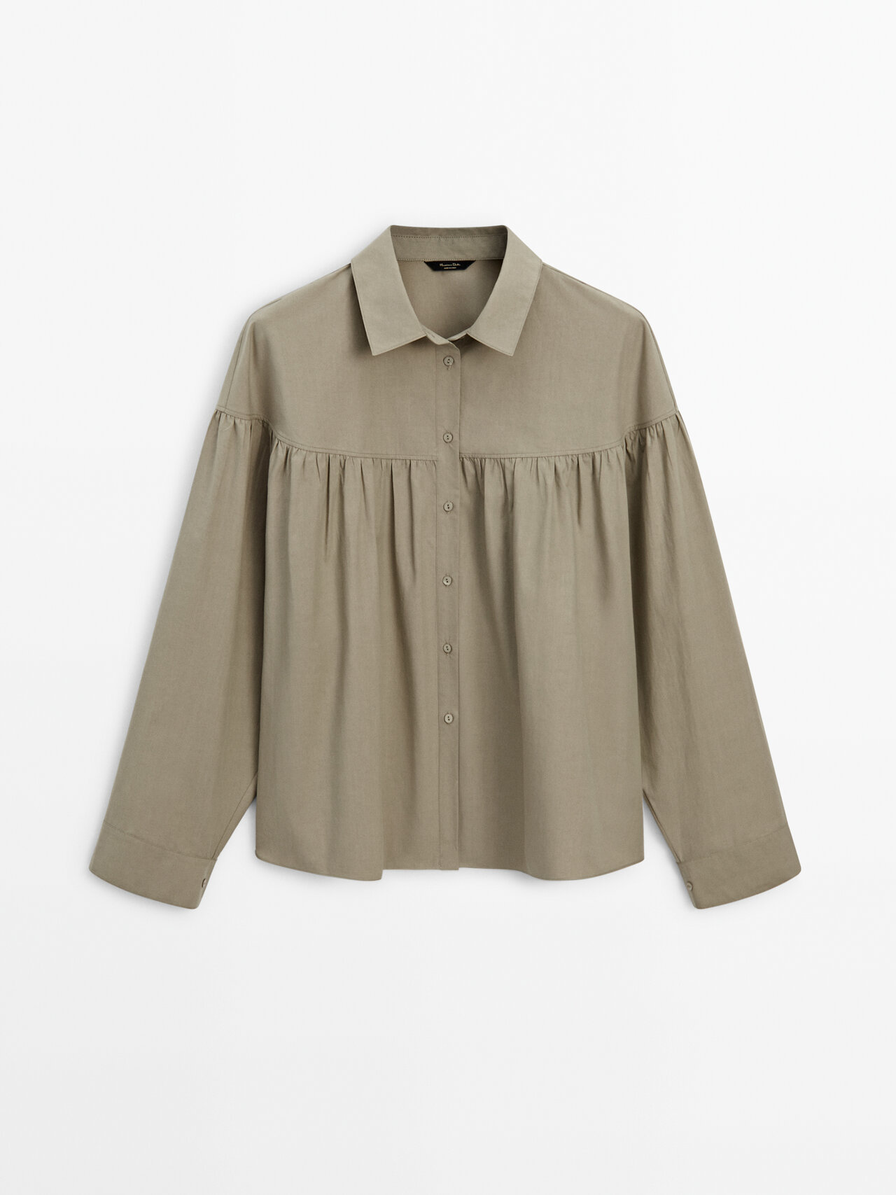 Shop Massimo Dutti Poplin Shirt With Gathered Details In Ochre