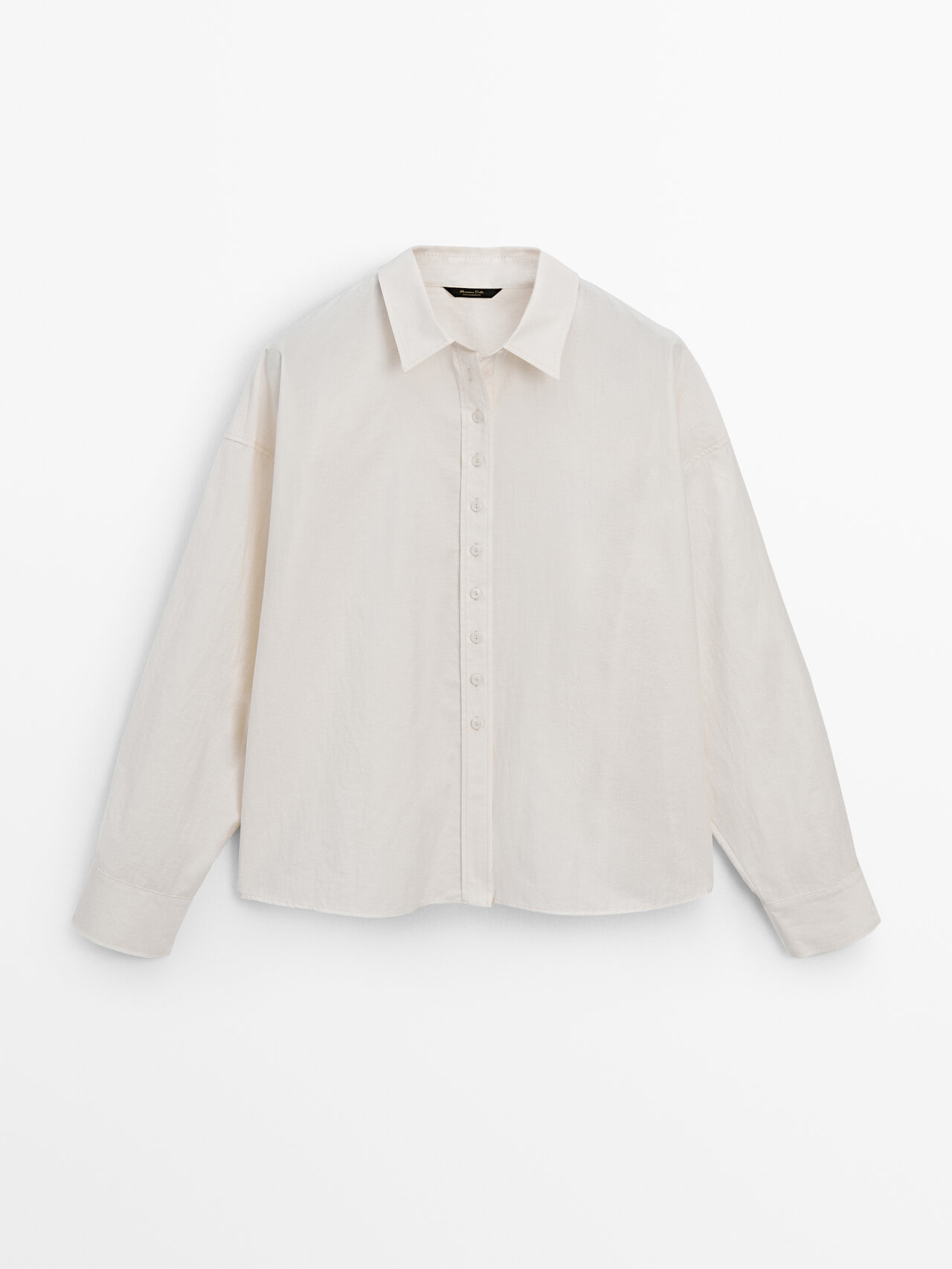 Massimo Dutti Cropped Shirt With Button Details In Cream