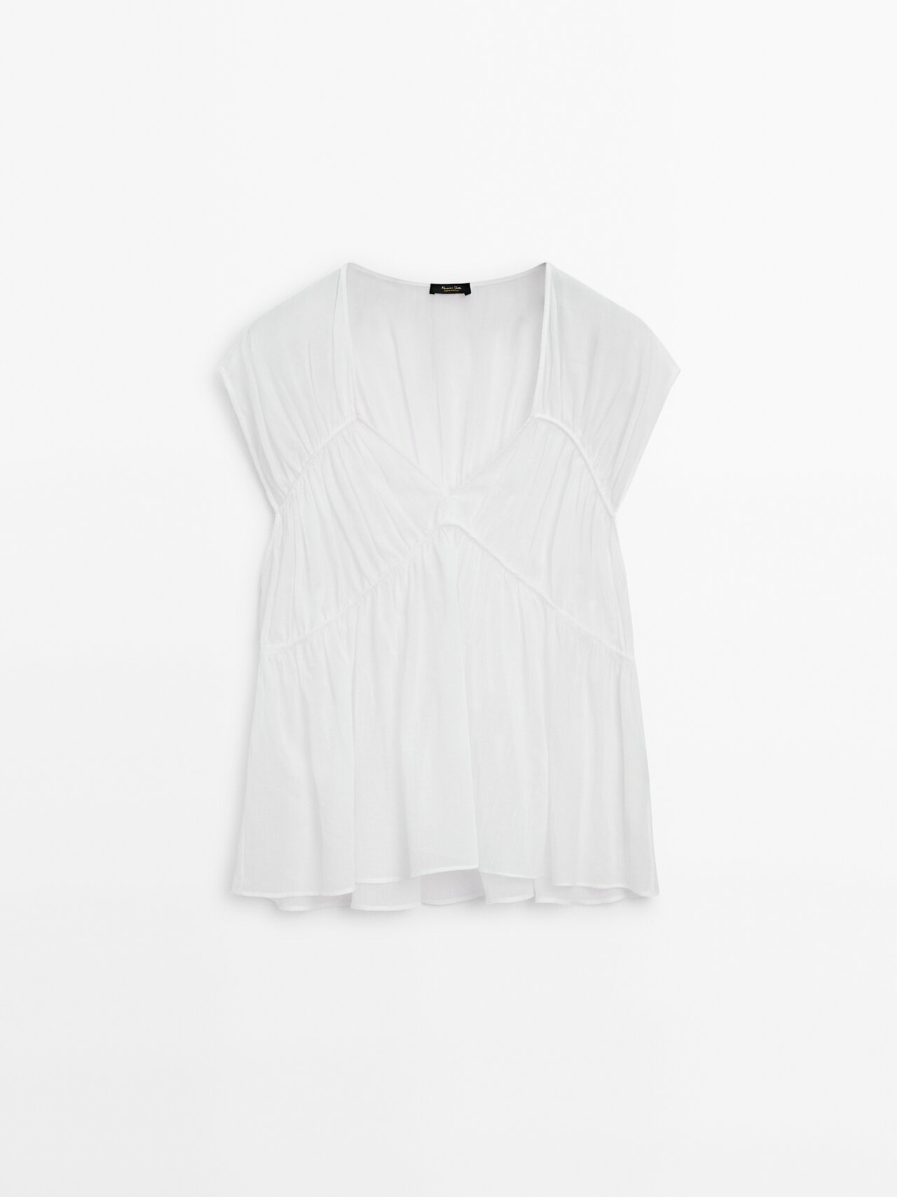Massimo Dutti Cotton Voile Blouse In White