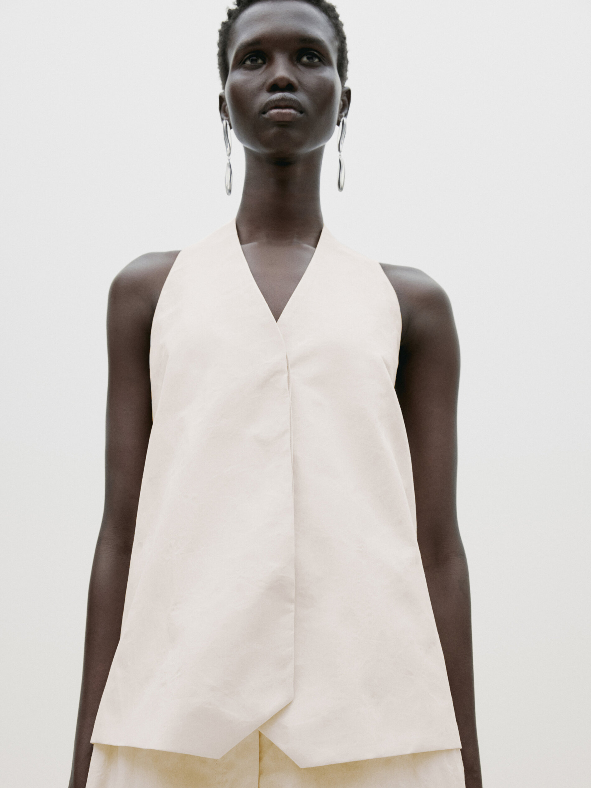 Creased-effect halter waistcoat top - Limited Edition