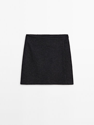 Felted wool blend short skirt