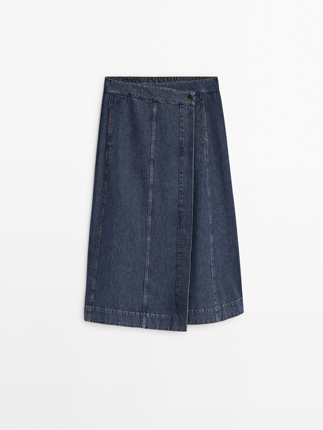 Massimo Dutti Denim Wrap Skirt In Hellblau