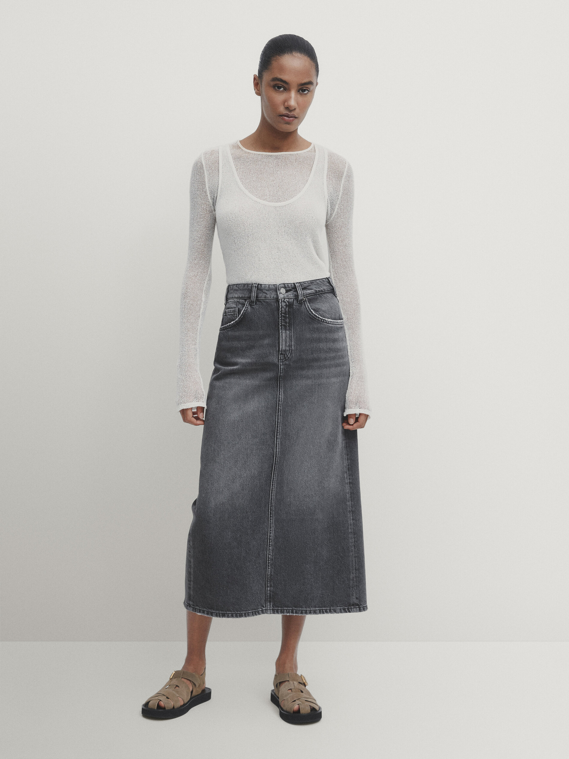 Straight denim hot sale skirts