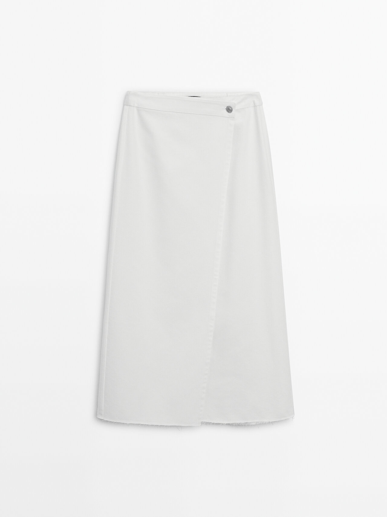 Massimo Dutti Denim Wrap Skirt In Cream