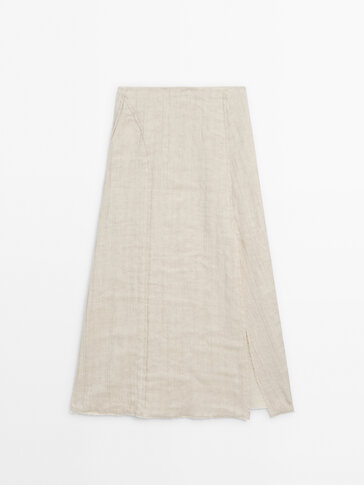 Rustic skirt with frayed hem - Massimo Dutti Portugal