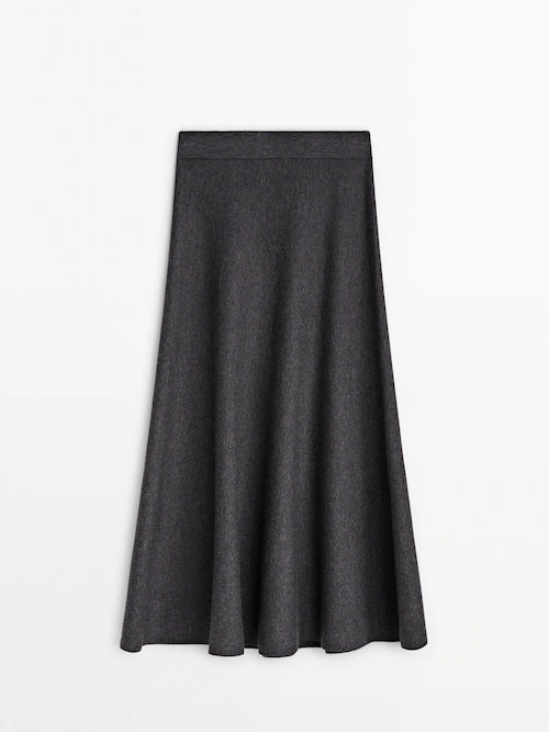 Long flared knit skirt