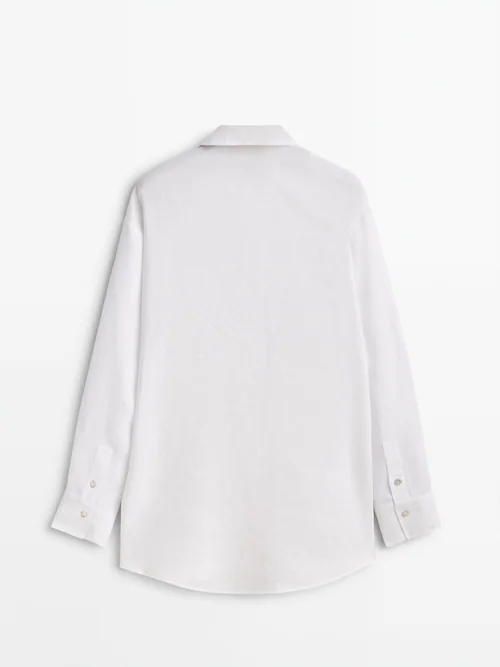 100% linen oversize blouse · White · Shirts