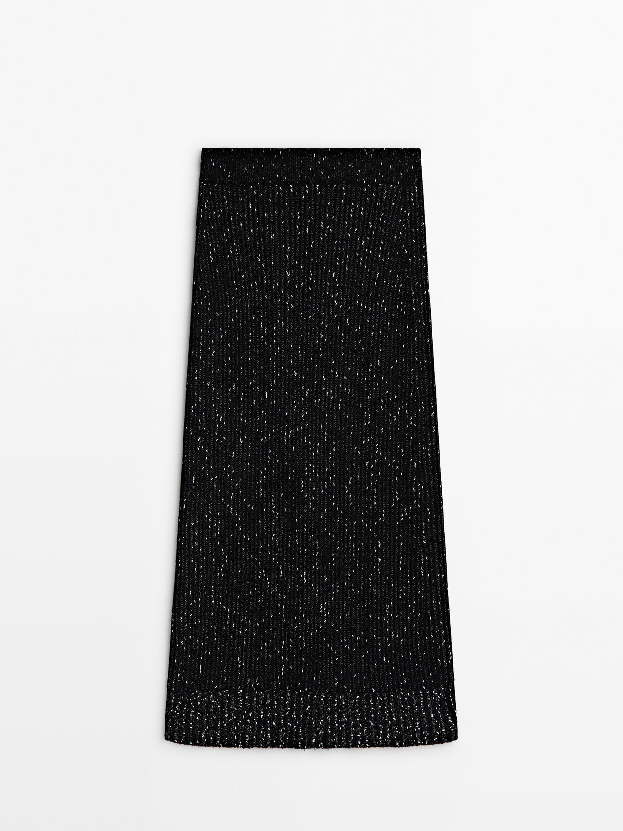 Massimo Dutti Long Moulin Knit Skirt In Black