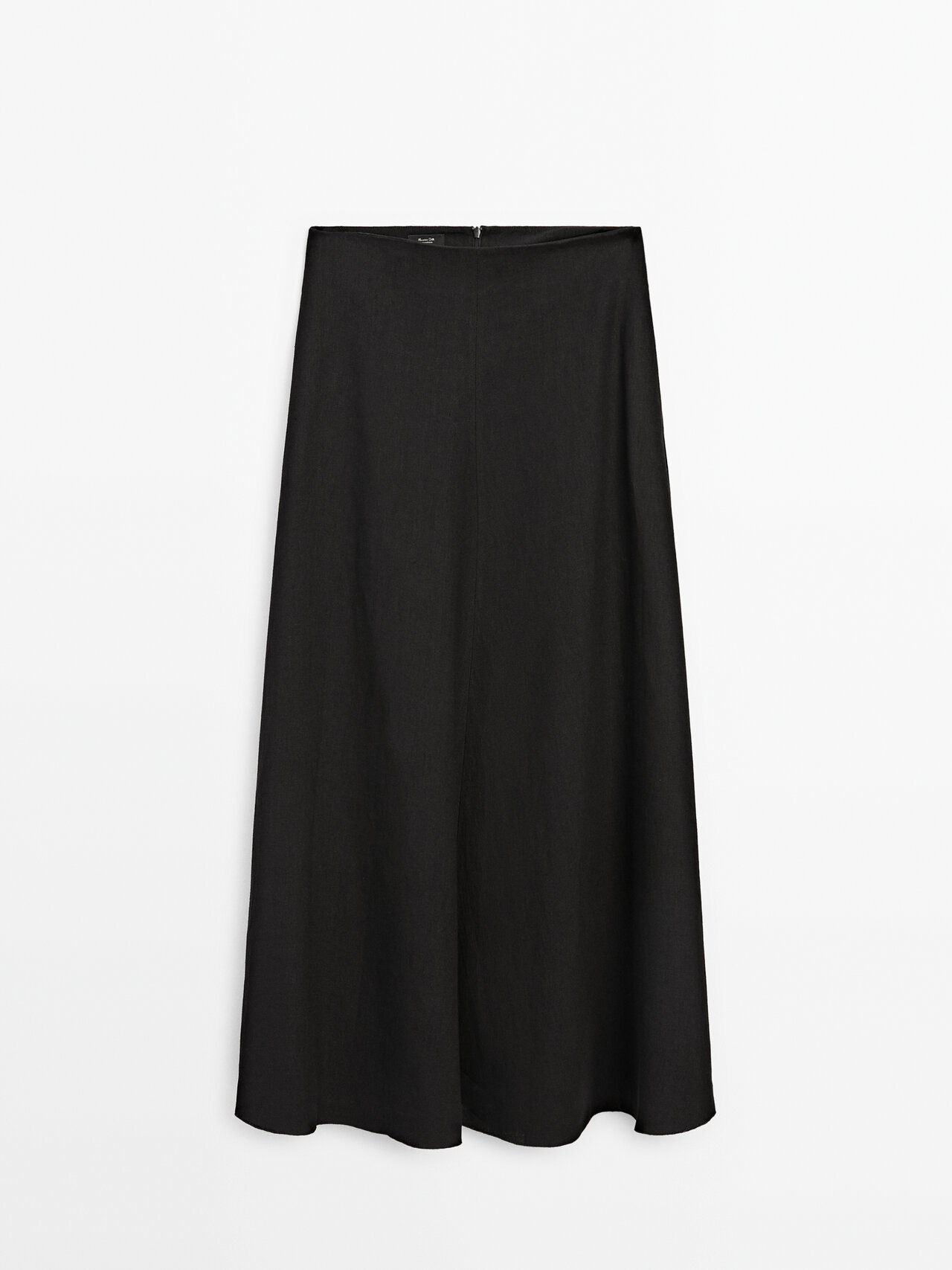 Massimo Dutti Long Linen Skirt In Black