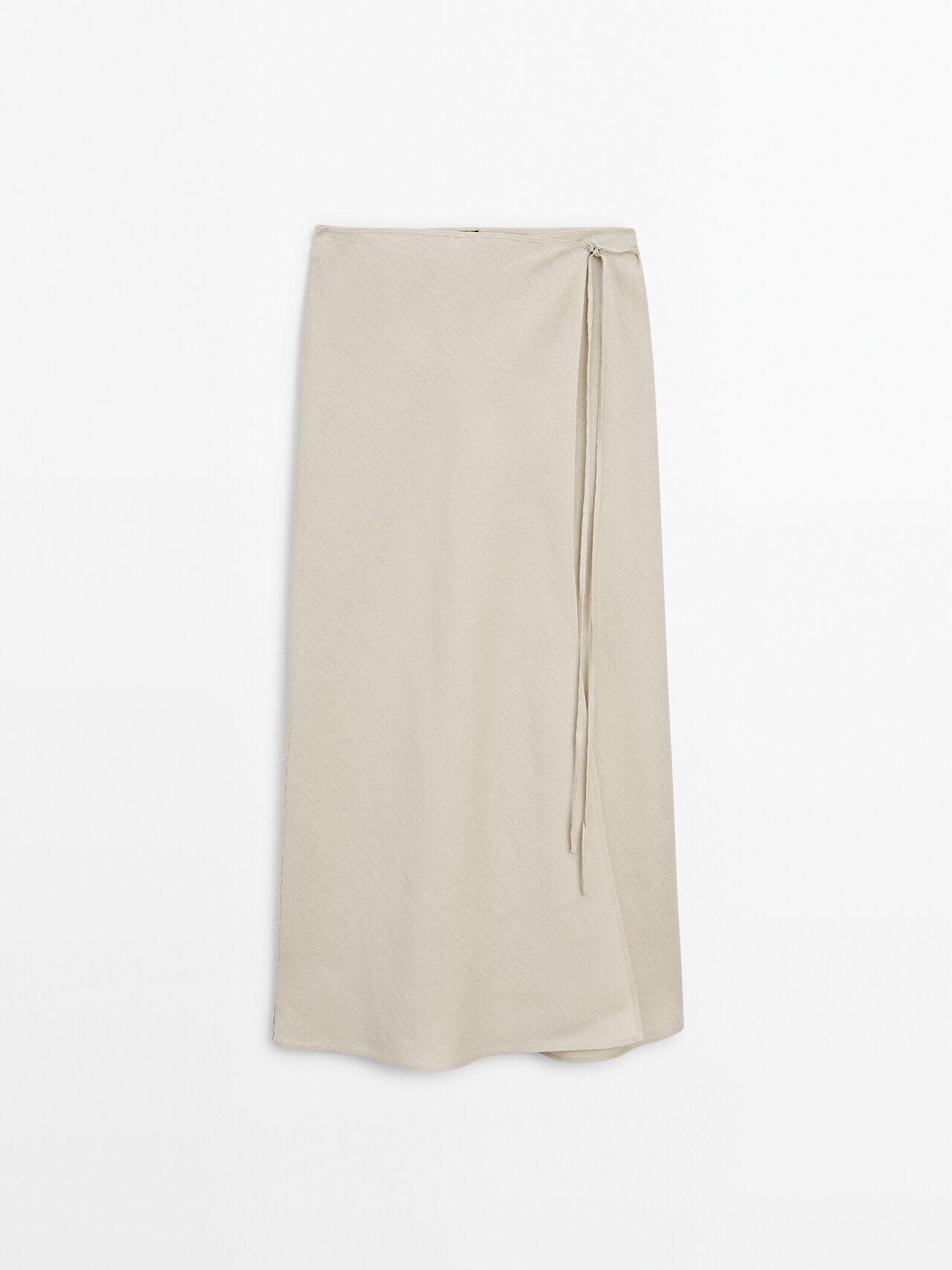 Massimo Dutti Midi Pareo Skirt With Mini Buckle In Beige