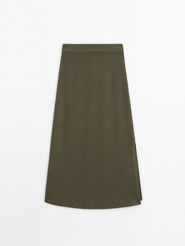 Long straight-fit knit skirt