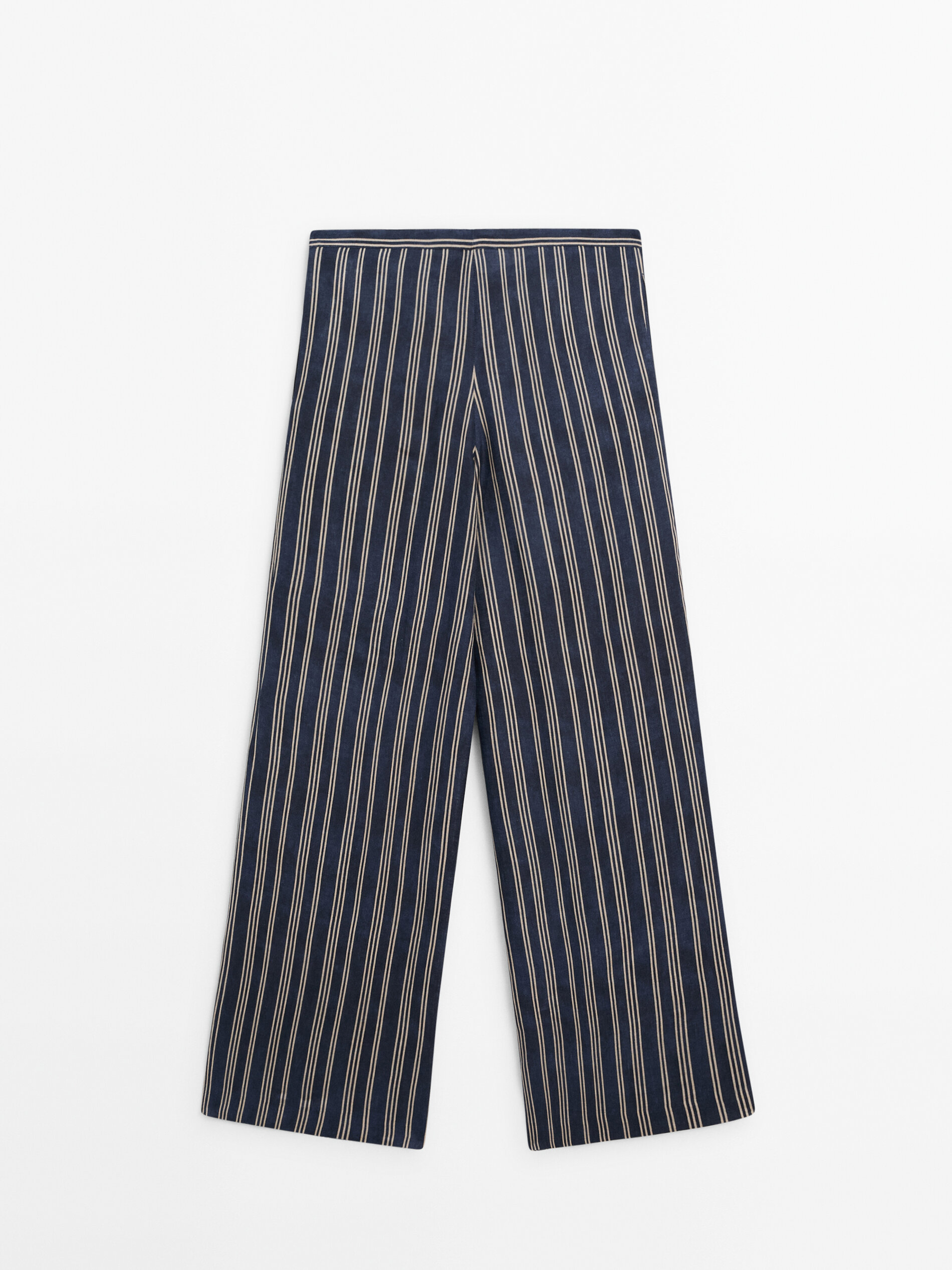 Pantalón rayas 100% lino