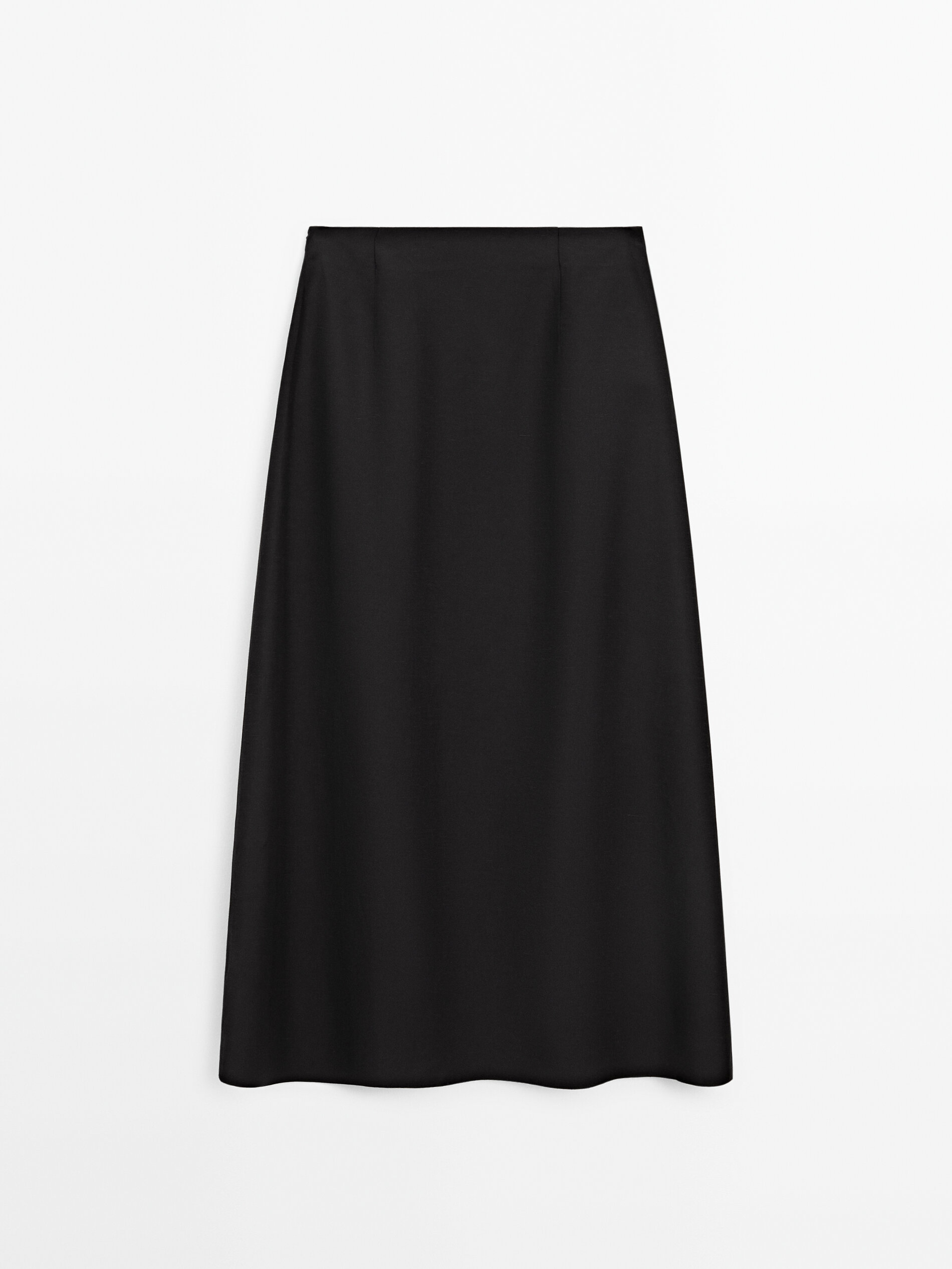 Straight linen blend skirt · Black · Smart / Skirts | Massimo Dutti
