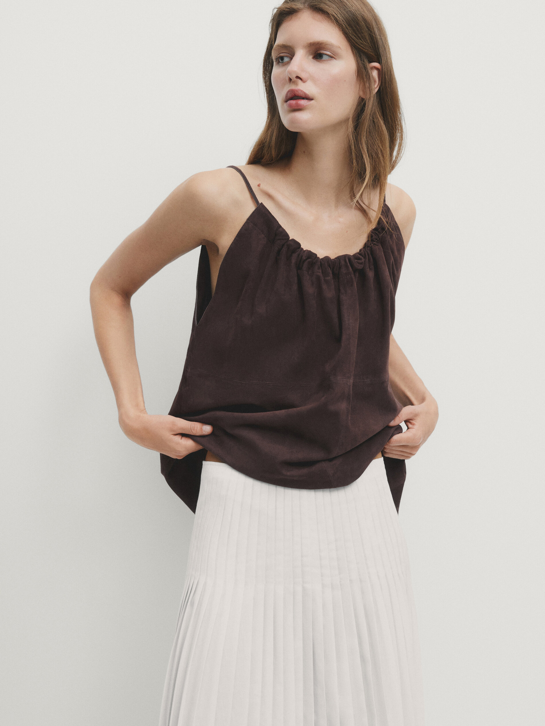 Flared pleated skirt