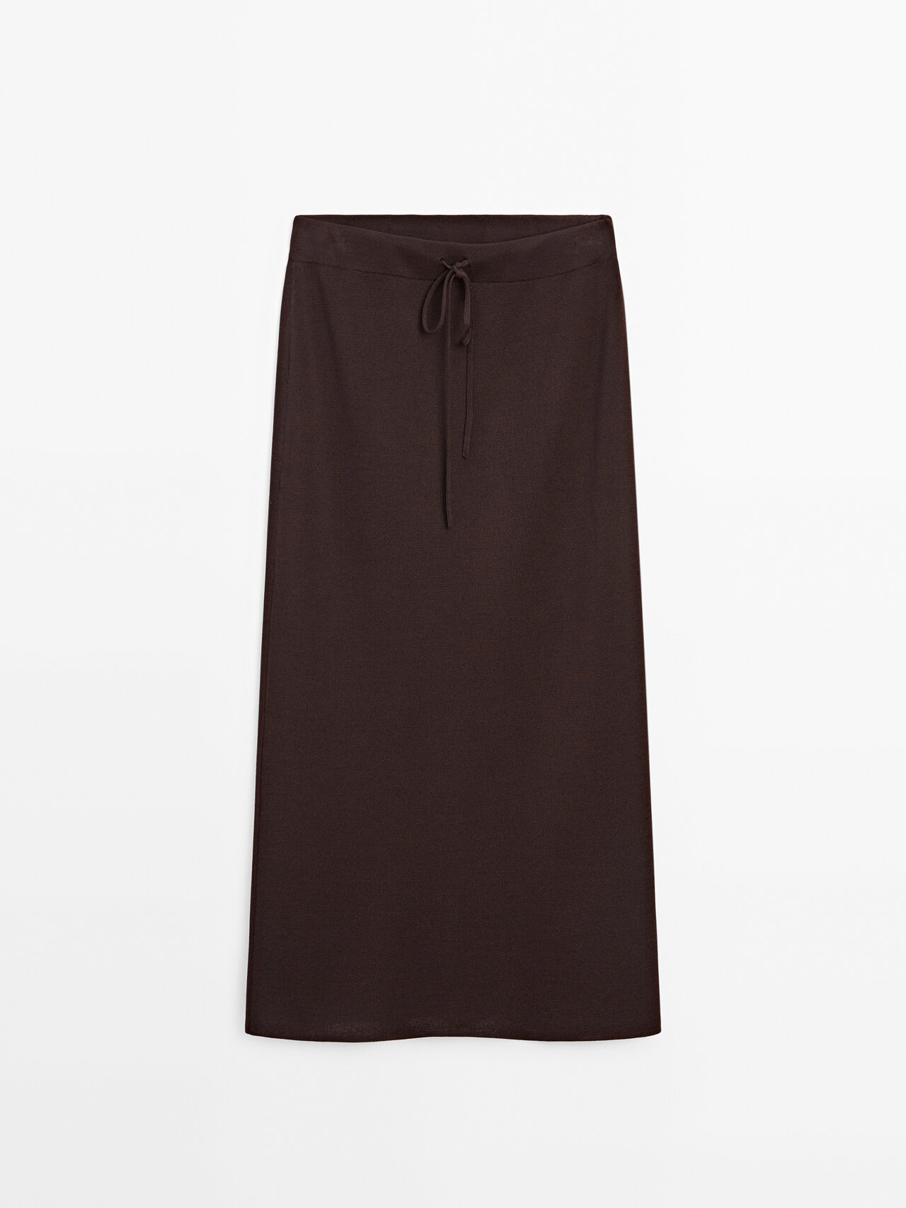 Massimo Dutti Knit Midi Skirt With Drawstrings In Washed