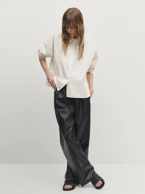 Nappa leather trousers with elasticated waistband · Black · Skirts