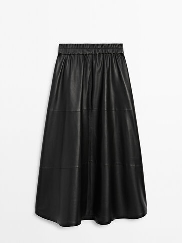 Massimo dutti shop green leather skirt