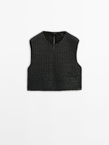 Woven nappa leather top