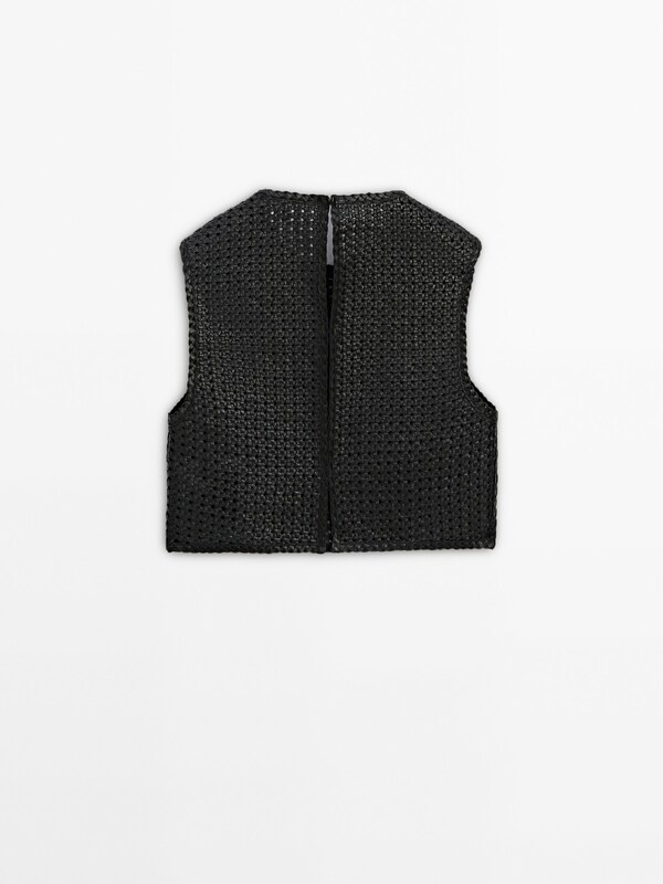Woven nappa leather top · Black · Skirts | Massimo Dutti